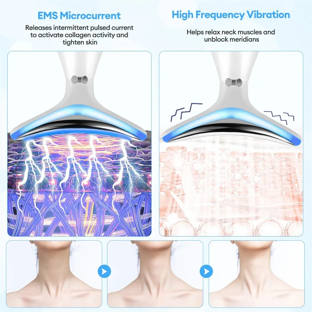 Neck Beauty Device Facial Massager LED Photon Machine Face Lifting Firming Neck Wrinkle Removing Whitening Skin Care Tool