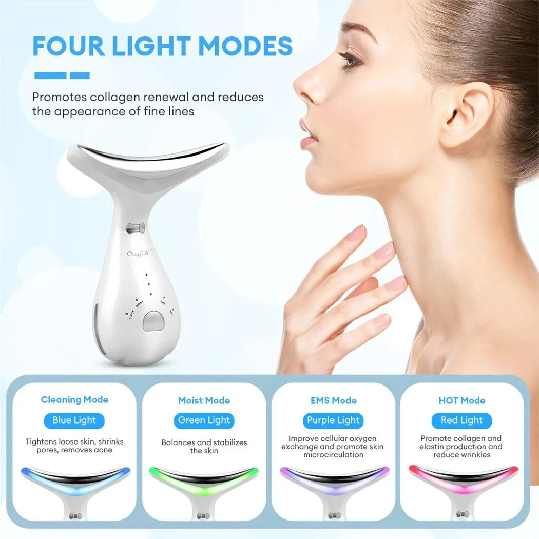 Neck Beauty Device Facial Massager LED Photon Machine Face Lifting Firming Neck Wrinkle Removing Whitening Skin Care Tool