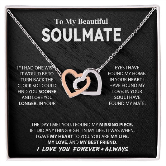 To My Beautiful Soulmate | Interlocking Hearts necklace