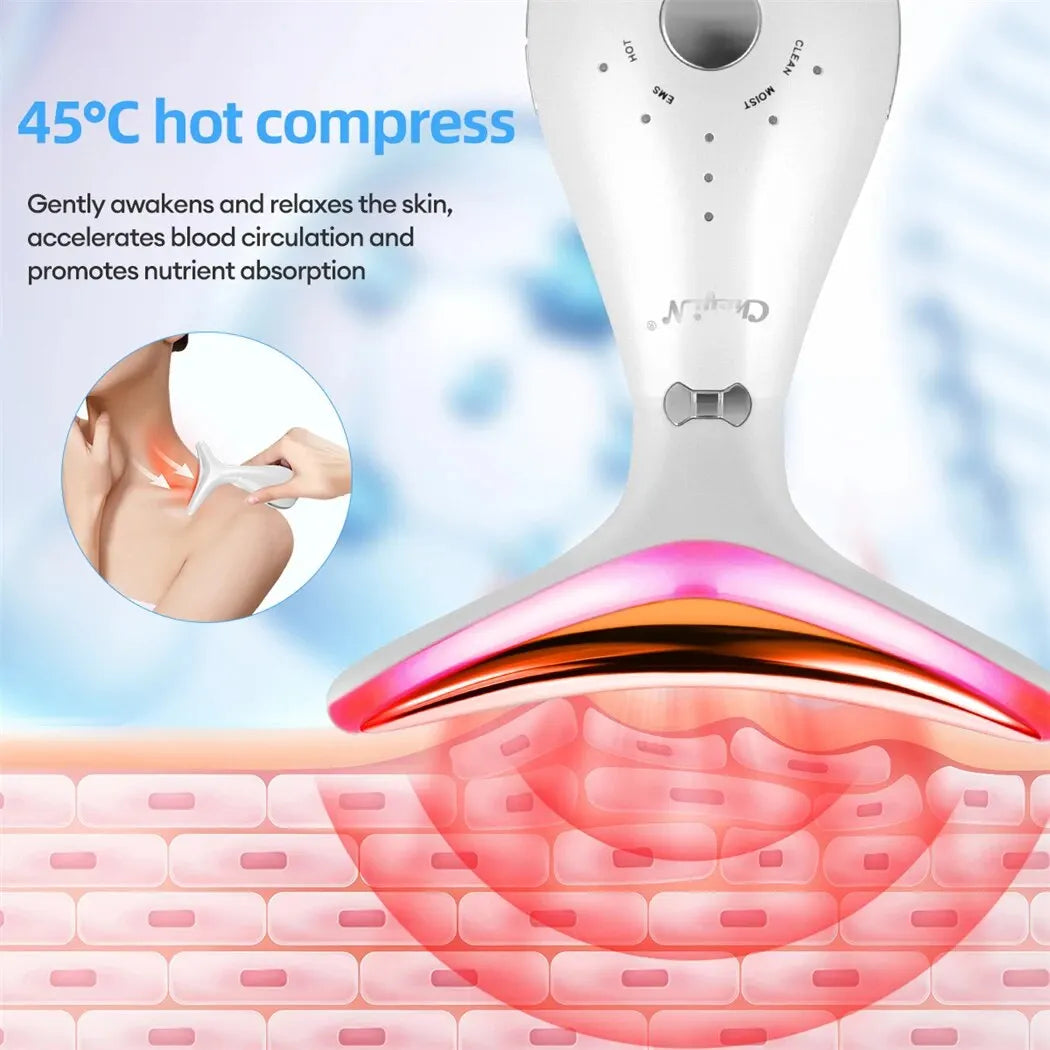 Neck Beauty Device Facial Massager LED Photon Machine Face Lifting Firming Neck Wrinkle Removing Whitening Skin Care Tool